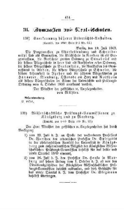 Wissenschaftliche Prüfungs-Commissionen zu Königsberg und zu Marburg : [III. Gymnasien und Realschulen]