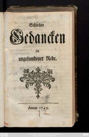 Schlechte Gedancken in ungebundener Rede