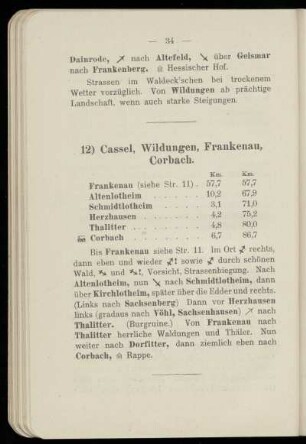 12) Cassel, Wildungen, Frankenau, Corbach