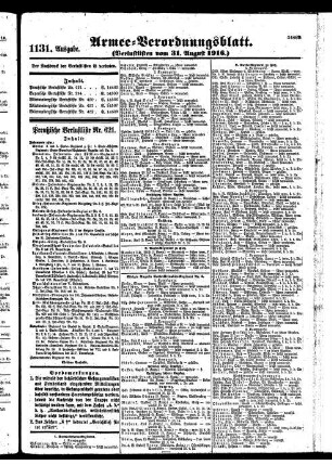 1131.Ausgabe. Donnerstag, 31. August 1916