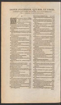 Index Posterior, Qui Res, Et Voces Observatione Dignas ... Complectitur.