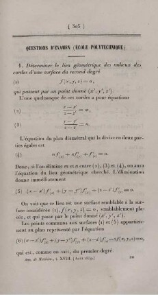Questions d'examen (École polytechnique).
