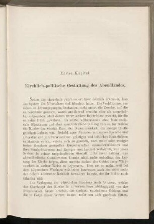 Erstes Kapitel. Kirchlich-politische Gestaltung des Abendlandes.