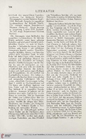 [Rezension zu: Direktion des ungarischen Landesmuseums für bildende Künste (Hrsg.), Jahrbuch des ungarischen Landesmuseums für bildende Künste, Bd. I]