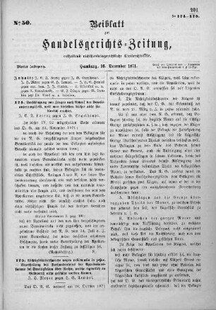 Beiblatt zur hamburgischen Handelsgerichts-Zeitung No. 50. Vierter Jahrgang. Hamburg, 16. Dezember 1871.