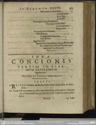 Idea Concionis Tertiae In Psalmum Trigesimum septimum