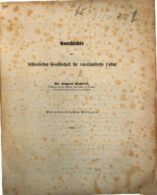 Geschichte der Schlesischen Gesellschaft für vaterländische Cultur