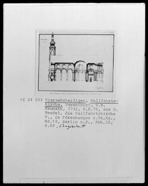 Vierzehnheiligen (Staffelstein), Pfarr- und Wallfahrtskirche Mariä Himmelfahrt, Längsschnitt, Vorentwurf, S. E. 79