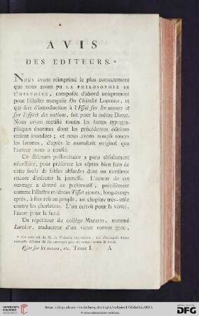 Avis des editeurs