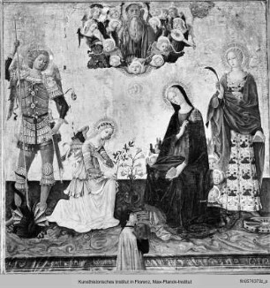 Verkündigung mit den Heiligen Michael und Katharina und einem Stifter