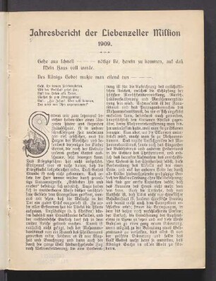 Jahresbericht der Liebenzeller Mission 1909