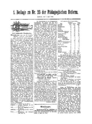 Mitteilungen : 1. Beilage zu Nr. 23 der Pädagogischen Reform