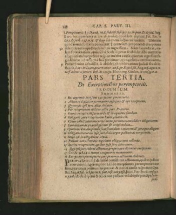 Pars Tertia. De Exceptionibus peremptoriis. [Proömium; Cap. I. - VII.]