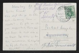 Brief von Paul Jonas an Gerhart Hauptmann
