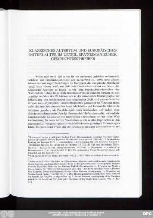 Klassisches Altertum Und Europäisches Mittelalter Im Urteil Spätosmanischer Geschichtsschreiber