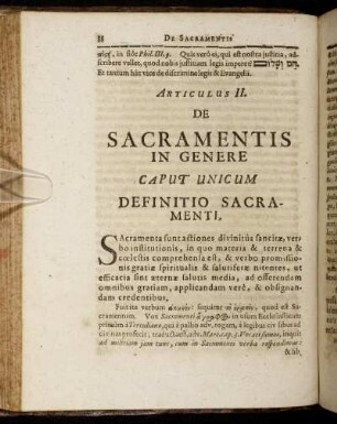 Caput Unicum Definitio Sacramenti.