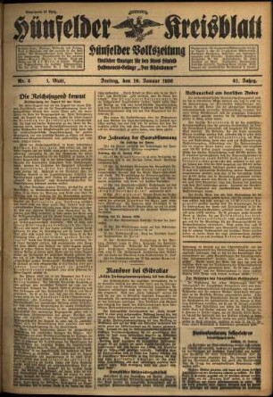 Erste Ausgabe vom Freitag, den 10. Januar 1936.