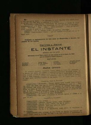 El instante : comedia en un acto