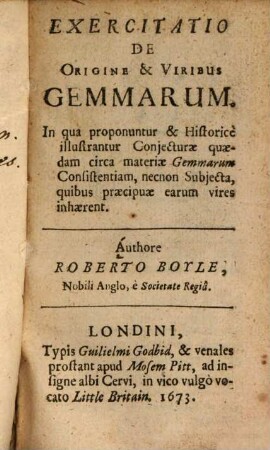Exercitatio de origine et Viribus gemmarum