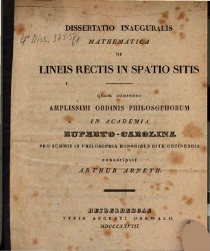 Diss. inaug. math. de lineis vectis in spatio sitis