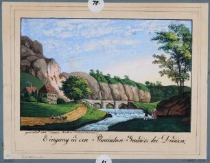 Der Plauensche Grund mit dem Forsthaus (Hegereiterhaus) und der Hegereiterbrücke nach Süden