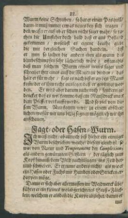 Jagt-oder Hasen-Wurm.