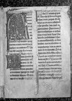 Missale beatorum apostolorum Jacobi, Johannis et Thome / Missale — Initiale A und E, Folio fol. 1 r