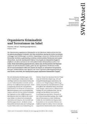 Organisierte Kriminalität und Terrorismus im Sahel : Ursachen, Akteure, Handlungsmöglichkeiten