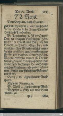 72. Reys. Von B[r]eßlau, nach Dantzig