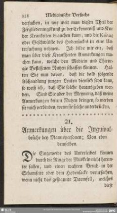 21. Anmerkungen über die Inguinalbrüche bey Mannspersonen