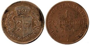 1 Sechsling, Schleswig-Holstein, Provisorische Regierung:Kgl. Linie, Frederik VII. (1848-1863)