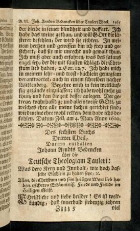 1465-1482, Des Sechsten Buchs dritter Theil
