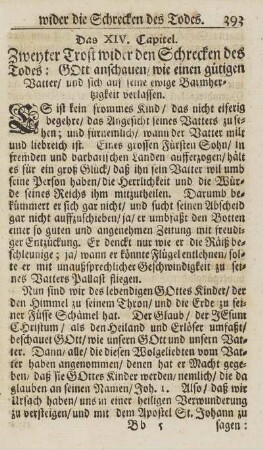 Cap. XIV. Zweyter Trost wider den Schrecken des Todes: Gott anschauen, wie einen gütigen Vatter, und sich auf seine ewige Barmhertzigkeit verlassen