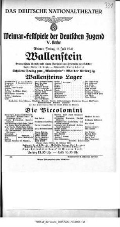 Wallenstein [Wallensteins Lager; Die Piccolomini]
