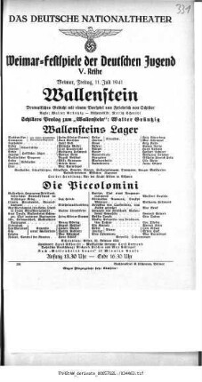 Wallenstein [Wallensteins Lager; Die Piccolomini]