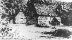 Hirschfelde-Schlegel. Ehem. Mühle, 1715 erbaut, jetzt Gaststätte mit Ritterstübl, aus: 700 Jahre Schlegel, 1287-1987