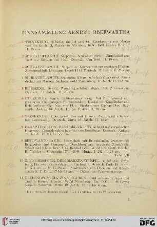 Zinnsammlung Arndt Oberwartha (Nr. 1-385)