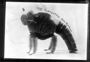 Faschingskatze. Flaschenbürsten, Wollbommel, Draht, Knöpfe (1926; E. Richter)