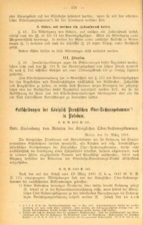 VI. Entscheidungen der Königlich Preußischen Ober-Rechnungskammer in Potsdam