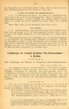 VI. Entscheidungen der Königlich Preußischen Ober-Rechnungskammer in Potsdam