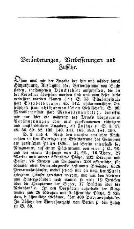 Veränderungen, Verbesserungen und Zusätze