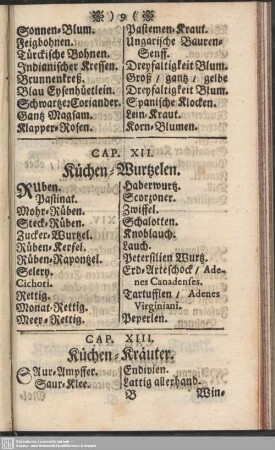 Cap. XIII. Küchen-Kräuter