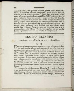 Sectio Secunda continens corollaria ex antecedentibus.