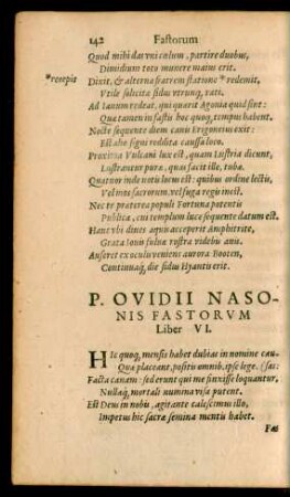 P. Ovidii Nasonis Fastorum Liber VI.