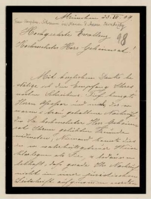 Brief einer Unbekannten an Gottlieb Planck, München, 23.12.1909