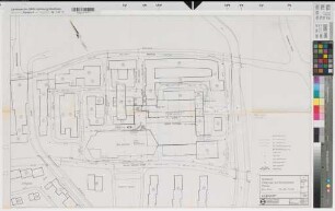 Gronau (Gronau) Tiefgarage mit Zivilschutzteil - Vorentwurf Lageplan (Abwasser) 1969 1 : 500 59 x 92 Pause (Sudan und Hahm, Osnabrück) Regierung Münster Nr. 34092