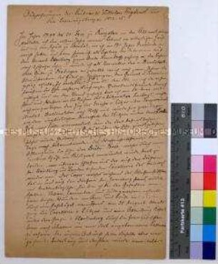 Abschrift des Erinnerungsberichtes des Leutnants Wilhelm Freydank an die Befreiungskriege 1813-1815