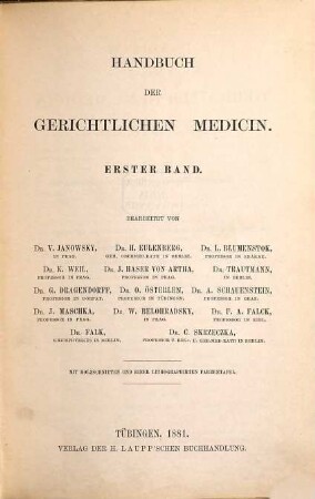 Handbuch der gerichtlichen Medicin, 1