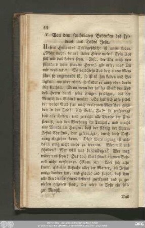 V. Von dem fruchtbaren Bedenken des Leidens und Todes Jesu.