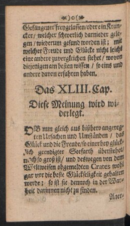 Das XLIII. Cap. Diese Meinung wird widerlegt